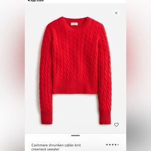 J Crew New With Tags red cropped cashmere sweater